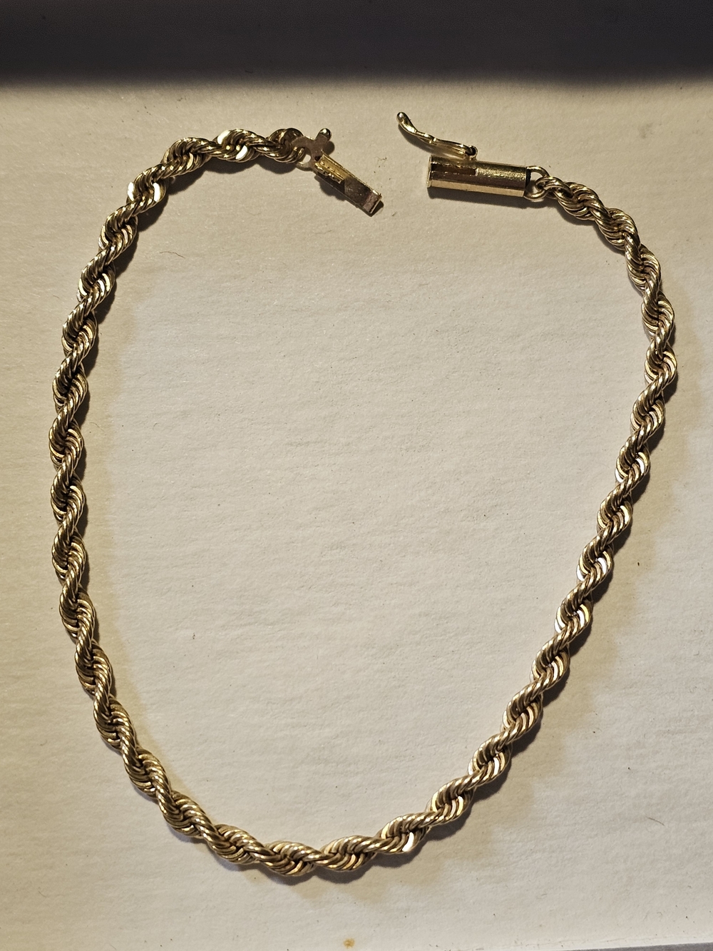 14k Gold Solid Rope Chain Bracelet 7in Length - Picture 2 of 4